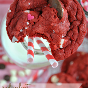 These Red Velvet Funfetti Cookies will ROCK. YOUR. WORLD. I seriously can't stop gushing over how thick and chewy they are, plus they pack a serious chocolately chip punch! #redvelvet #cookies #valentines