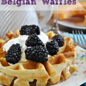 Easy and Fluffy Belgian Waffles from www.somethingswanky.com | I love that these waffles are SUPER fluffy, and without having to beat any egg whites! A secret ingredient makes them crispy on the outside and soft on the inside... #waffles #recipe