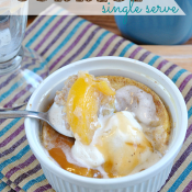 #Skinny Single Serve #Peach #Cobbler from www.somethingswanky.com | All the same great taste from the cobbler your mom used to make but slashing the sugar and fat! Recipe is completely sugar free with the exception of the natural sugar found in the peaches!