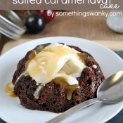 #Skinny Single Serve Salted #Caramel Lava Cake at www.somethingswanky.com
