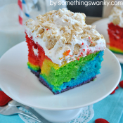 Better than the Pot O' Gold... #Rainbow Poke #Cake from www.somethingswanky.com