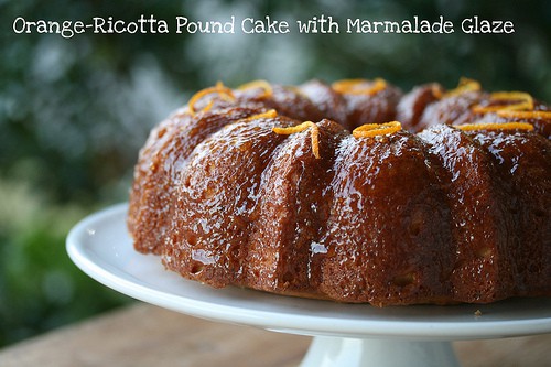 orange ricotta pound cake with marmalade glaze