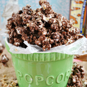 Salted Toffee Chocolate Popcorn on www.somethingswanky.com #recipes