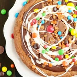 Candy Cookie Pie with Reese's Cups, Butterfinger, and M&Ms