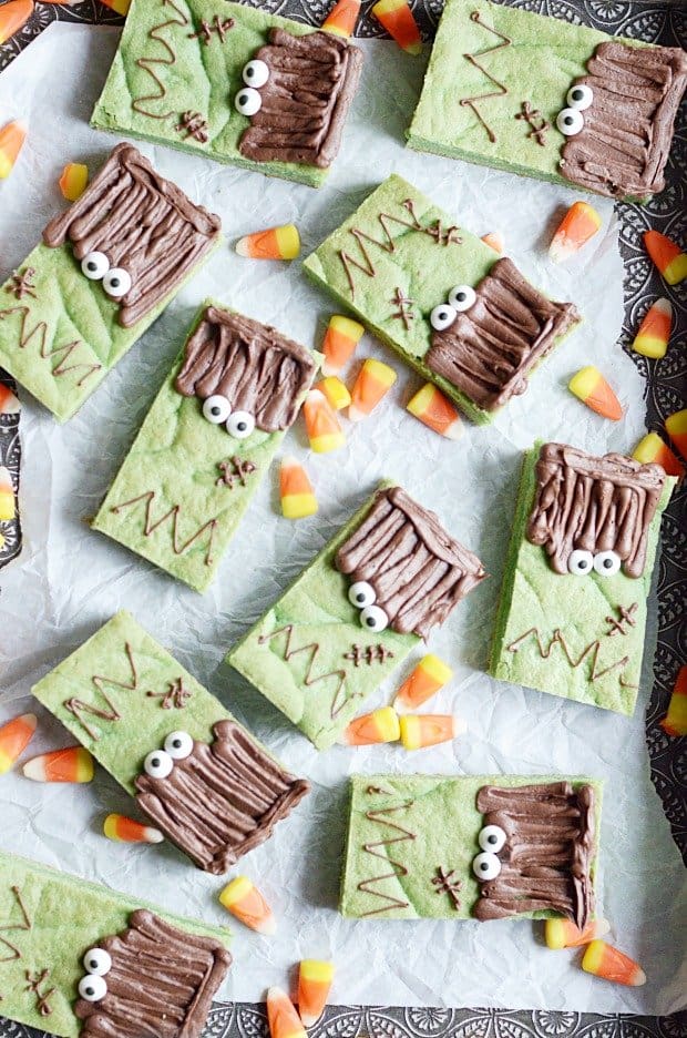 Cute & Easy Frankenstein Cookie Bars