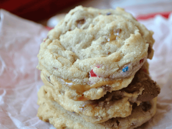 Peanut Butter and Caramel M&M Cookies Recipe