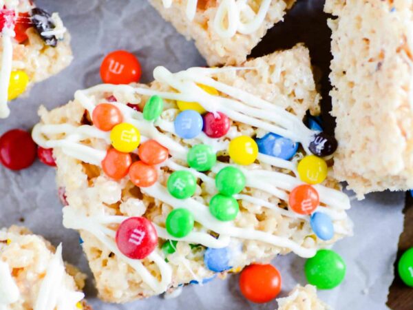 White Chocolate Rice Krispies Treats with M&Ms Recipe
