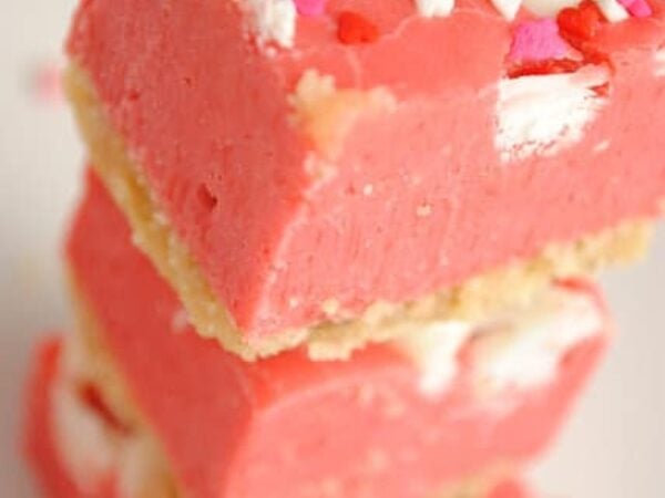 Red Velvet Fudge with a Pecan Sandy Crust