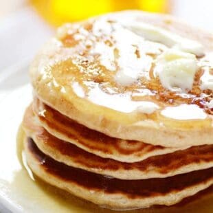 It's a Honey Bun! Only in a warm, fluffy, delicious pancake smothered in Buttermilk syrup...