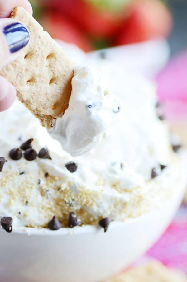 Chocolate Chip Cheesecake Dip Recipe - Something Swanky