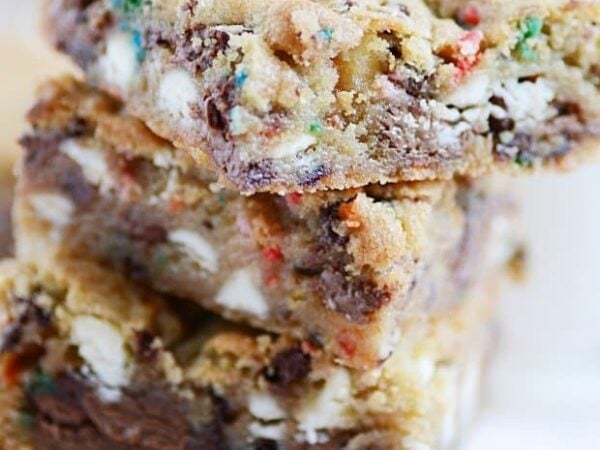 Funfetti Triple Chocolate Chip Cookie Bars Recipe