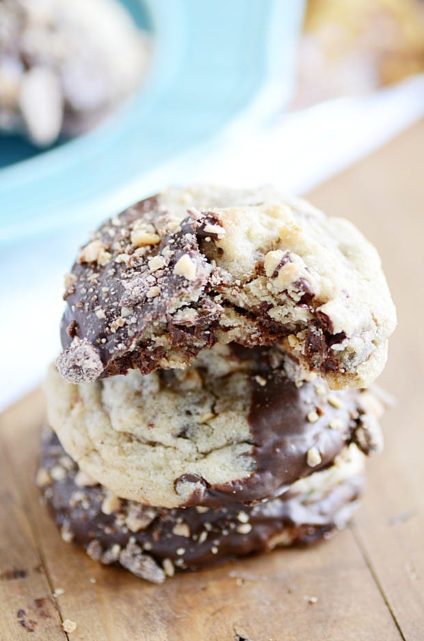 Chocolate Dipped Toffee Cookies