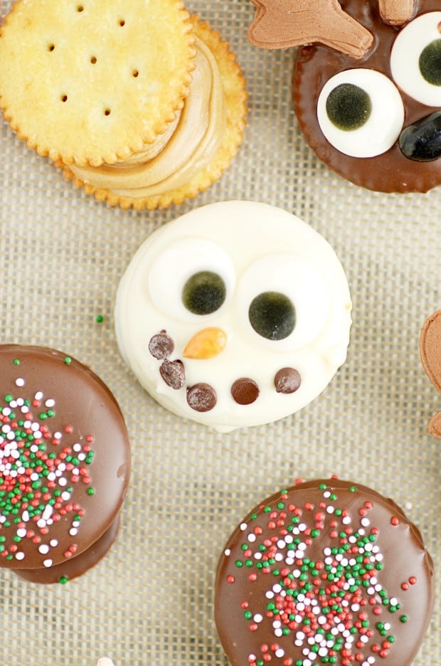 Peanut Butter Ritz Cracker Cookies (Rudolph and friends-- so cute for Christmas!)