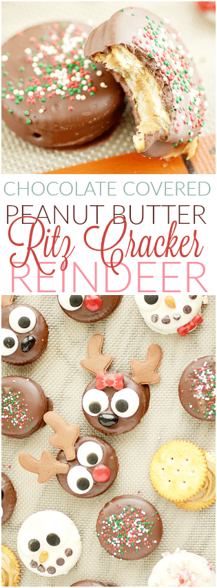 Peanut Butter Ritz Cracker Cookies (Rudolph and friends-- so cute for Christmas!)