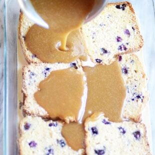 There are no words to describe how amazing this French Toast is. Baked in caramel sauce and filled with juicy blueberries, this make-ahead breakfast is flavor to the max!