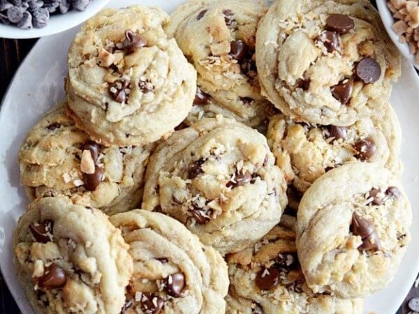 Toasted Coconut & Toffee Chocolate Chip Cookies Recipe