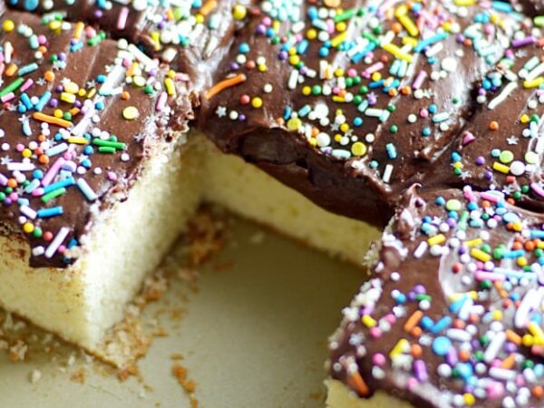 Yellow Birthday Cake with Creamy Chocolate Frosting Recipe