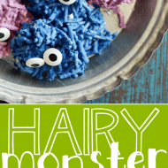 These spooky haystacks are all dressed up for Halloween! 2 simple ingredients and candy eyeballs are all you'll need to make these easy Hair Monster Cookies that kids of all ages will love.