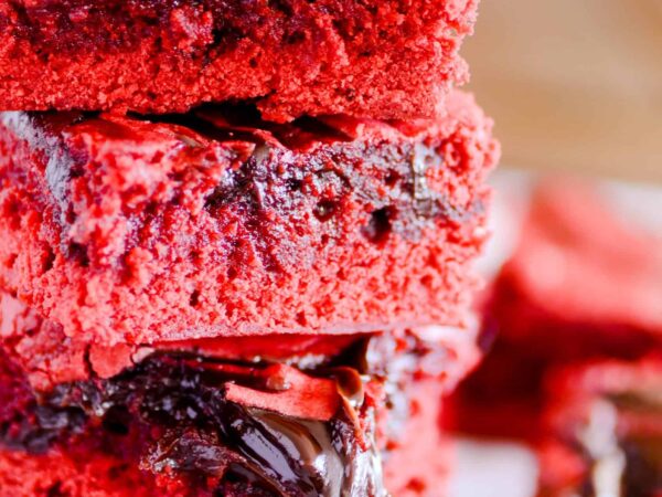 Hot Fudge Swirled Red Velvet Brownies Recipe