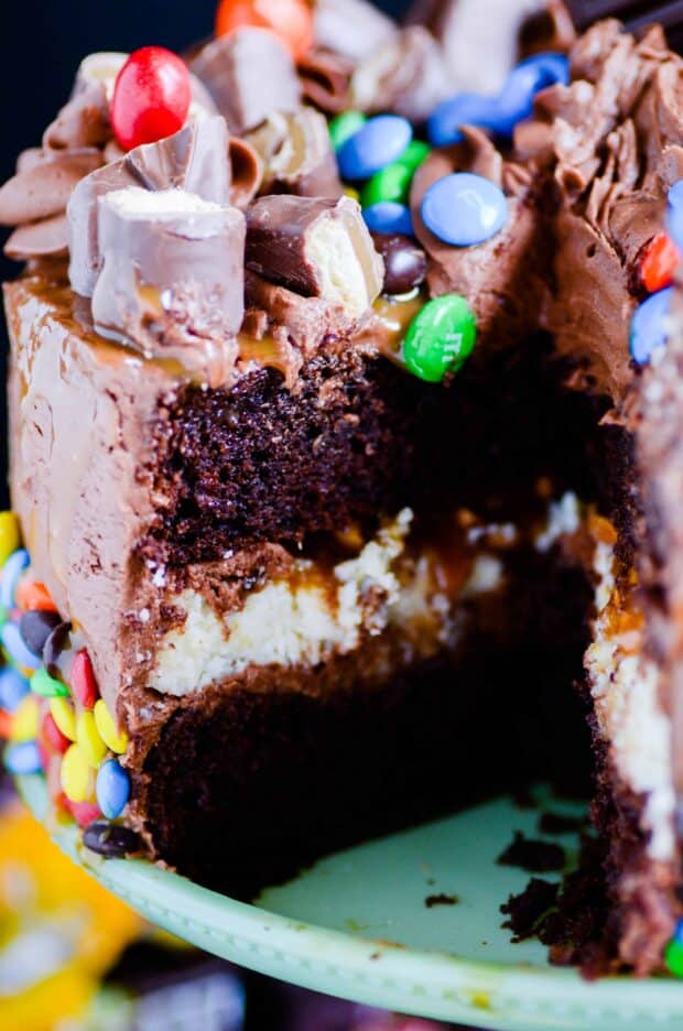This chocolate cheesecake cake is completely over the top