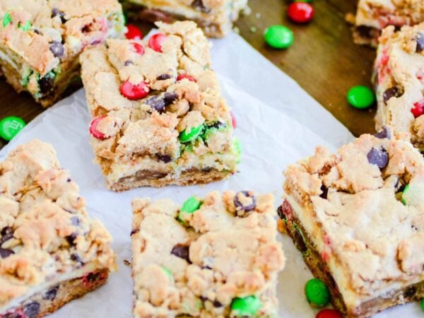 Monster Cookie Cheesecake Bars