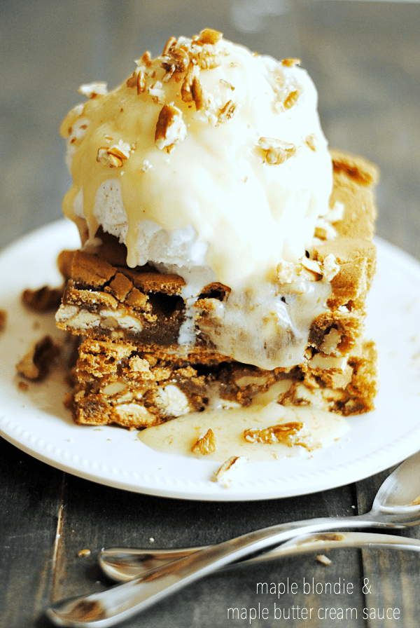 Maple Blondies with Maple Butter Cream Sauce