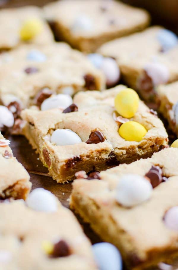 Miniature Cadbury Egg Chocolate Chip Cookie Bars Recipe Something Swanky