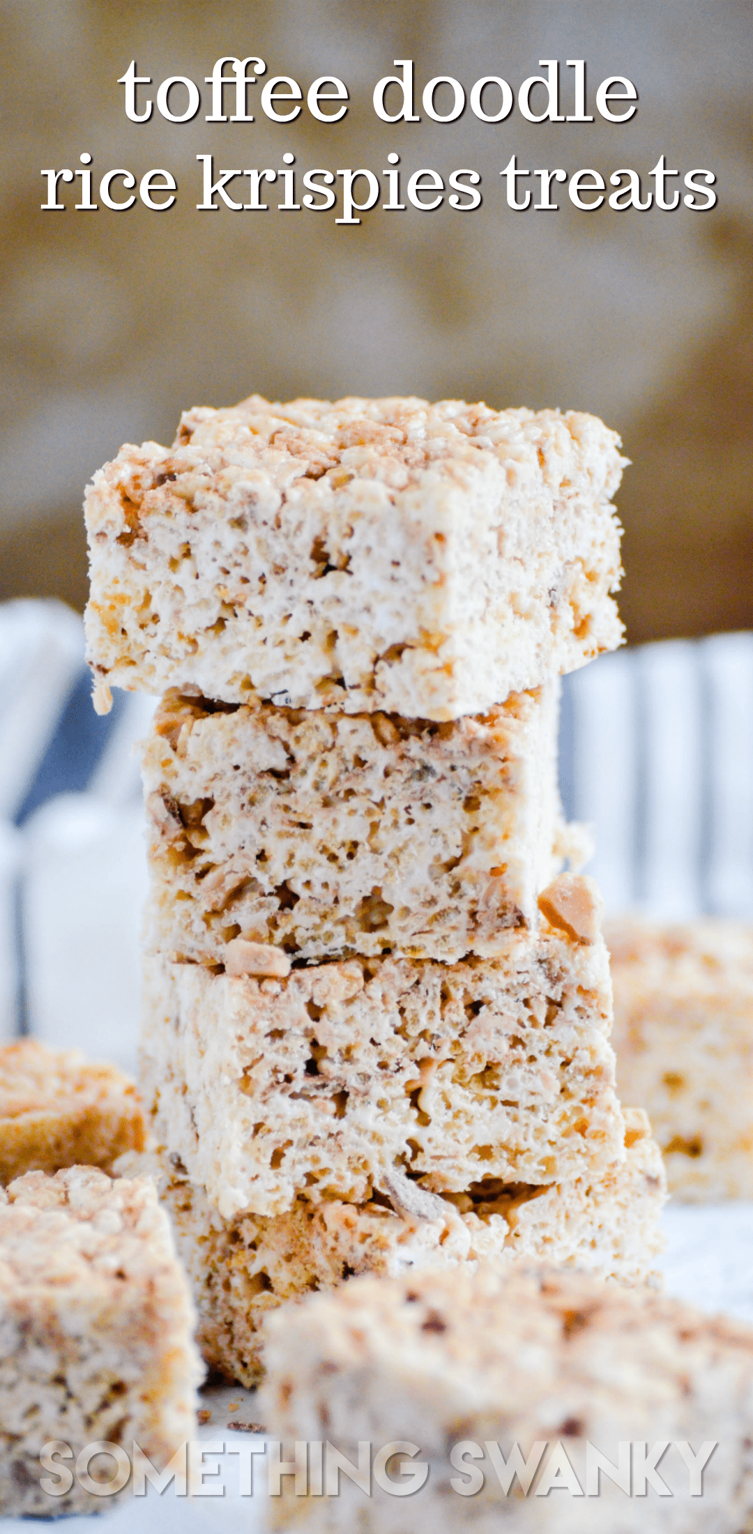 Classic rice krispie treats collide with my favorite cookie from college: toffee snickerdoodles (otherwise known as Toffee Doodles)!