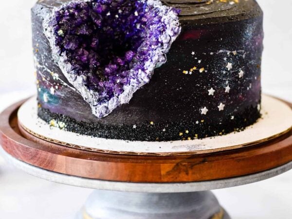 Black Frosting Recipe + Galaxy Geode Birthday Cake