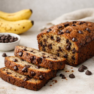 Soft, moist & loaded with gooey chocolate chips — this chocolate chip banana bread is absolutely foolproof and SO delicious. You HAVE to make it! 🍌