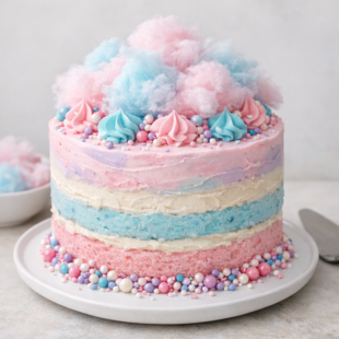 Dreamy cotton candy cake with fluffy pastel swirls & buttercream frosting! This easy showstopper is perfect for birthdays. Let's bake it! 🎉