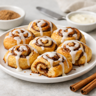 These crescent roll cinnamon rolls are warm, gooey & ready in minutes! The easiest shortcut breakfast recipe you'll absolutely love. 🎉
