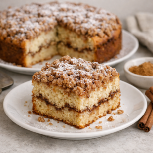 Grandma's cinnamon cake recipe is pure cozy magic! 🍎 Tender crumb, crackly cinnamon-sugar topping & fresh apples. You have to make this!