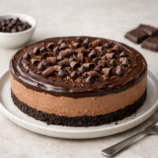 This no bake chocolate cheesecake is creamy, dreamy, and SO easy! Oreo crust + rich chocolate filling = the perfect dessert. No oven needed! 🍫