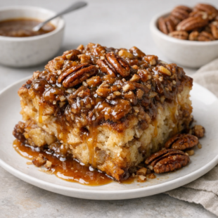 This pecan pie bread pudding is the dreamy mashup you never knew you needed — gooey, custardy, and loaded with crunchy pecans. Make it now! 🥧