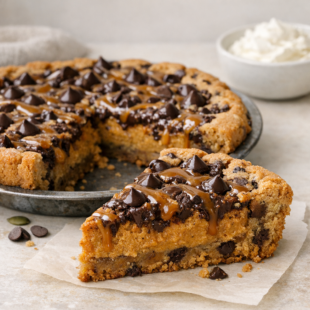 This pumpkin cookie pie recipe is the dreamy fall dessert you NEED — gooey, fudgy, and so much better than regular pumpkin pie. You have to make this!