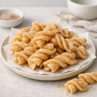 Make your fave Taco Bell cinnamon twists recipe at home! Crispy, cinnamon-sugary, and SO easy. You're going to be obsessed! 🌀