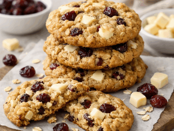 White Chocolate and Cranberry Oat Cookies Chewy Recipe