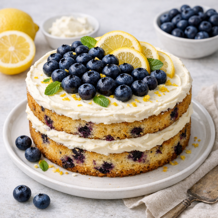 Lemon Blueberry Mascarpone Cake Recipe