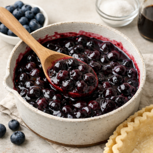 This homemade blueberry pie filling recipe is SO easy & dreamy! Fresh, jammy & bursting with flavor — way better than canned! 🫐