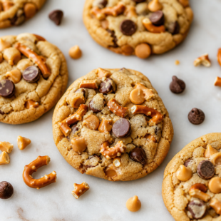 Butterscotch Pretzel Chocolate Chip Cookies With Sea Salt