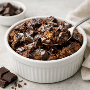 Warm, fudgy, and oh-so-dreamy — this chocolate bread pudding is cozy comfort food at its best. Easy to make and impossible to resist!