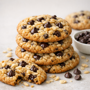 These rice krispie chocolate chip cookies are chewy, crispy, and totally dreamy — your new favorite cookie recipe! 🍪
