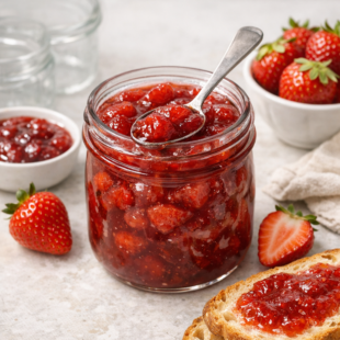 Forget store-bought! This easy homemade strawberry jam recipe is fruity, gooey, and SO delicious. Grab your mason jars — let's make jam! 🍓