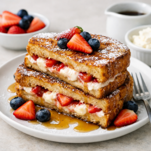 Oh my gosh, these stuffed french toast recipes are SO dreamy! Thick bread, creamy filling, golden perfection. You HAVE to make these! 🍓