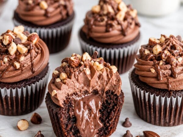 All-the-Way Nutella Cupcakes with Chocolate Frosting
