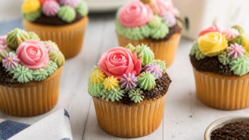 These Flower Patch Cupcakes are the cutest spring treat ever! 🌸 Chocolate crumb soil, paper blooms, and zero fancy skills needed!