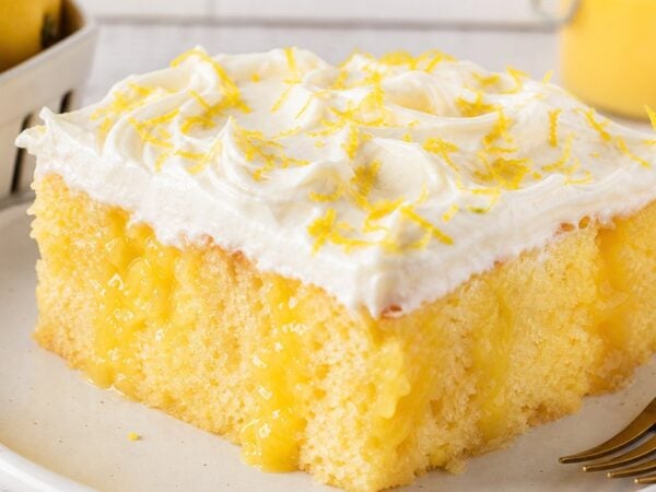 Lemon Curd Poke Cake Recipe with Box Cake Mix