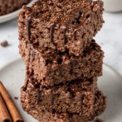 These Mexican Hot Chocolate Rice Krispie Treats are gooey, chocolatey & spiced with cinnamon. The coziest treat you'll make all winter! 🍫