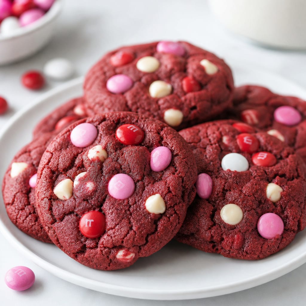 Red Velvet M&M White Chocolate Chip Cookies Recipe